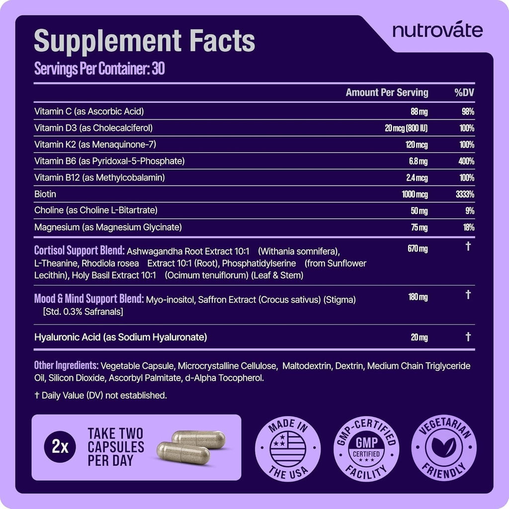 Cortisol Support for Women by Nutrovate | Calm & Sleep

