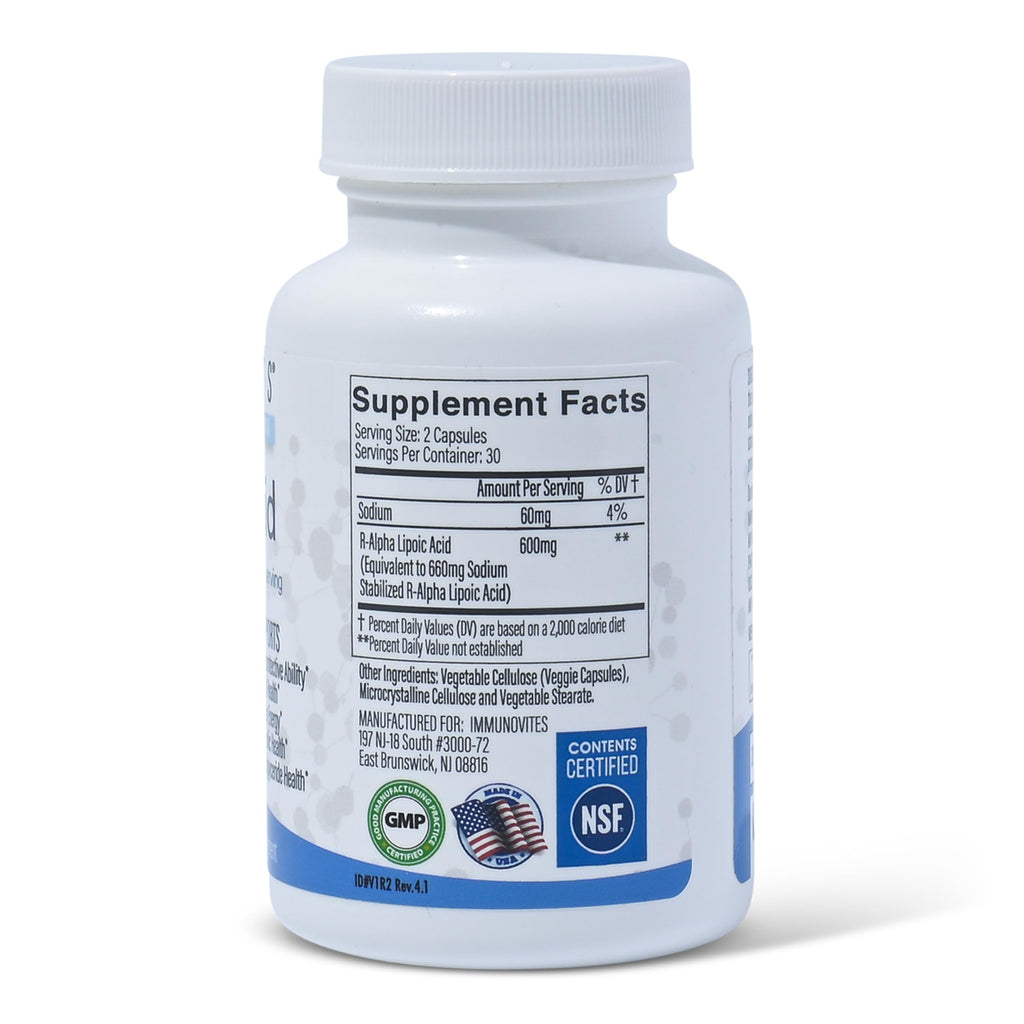 IMMUNOVITES Stabilized R-Alpha Lipoic Acid 600 mg

