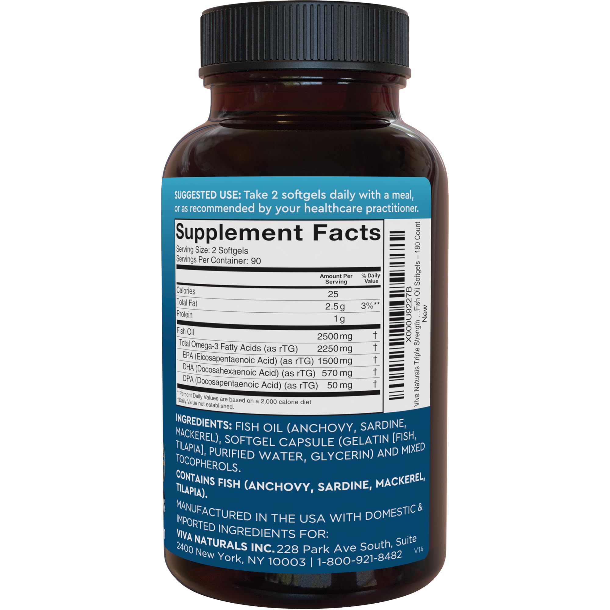 Omega-3 Fish Oil Supplement - Triple Strength 2500 mg EPA

