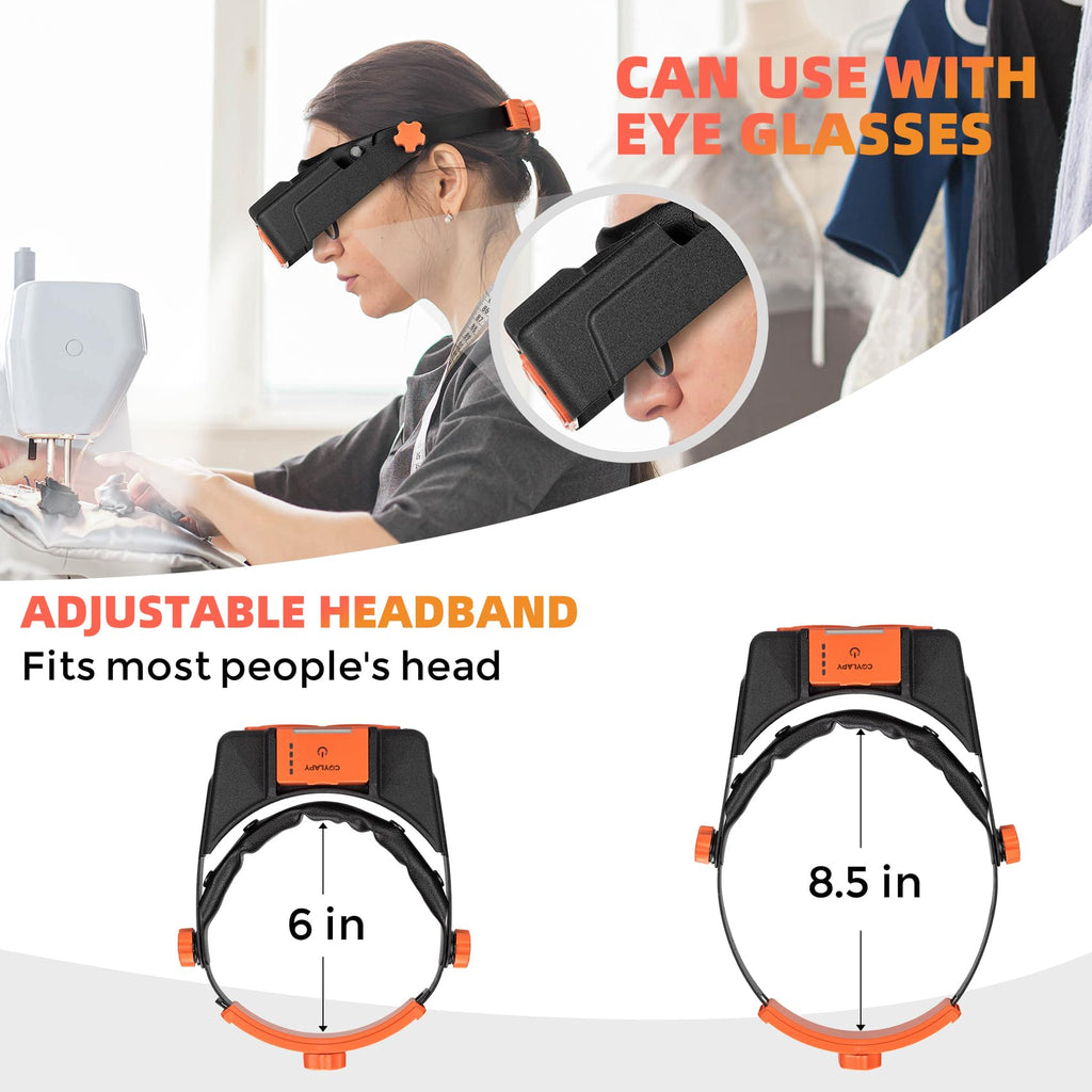Headband Magnifier with Light - Rechargeable LED Loupe for Close Work

