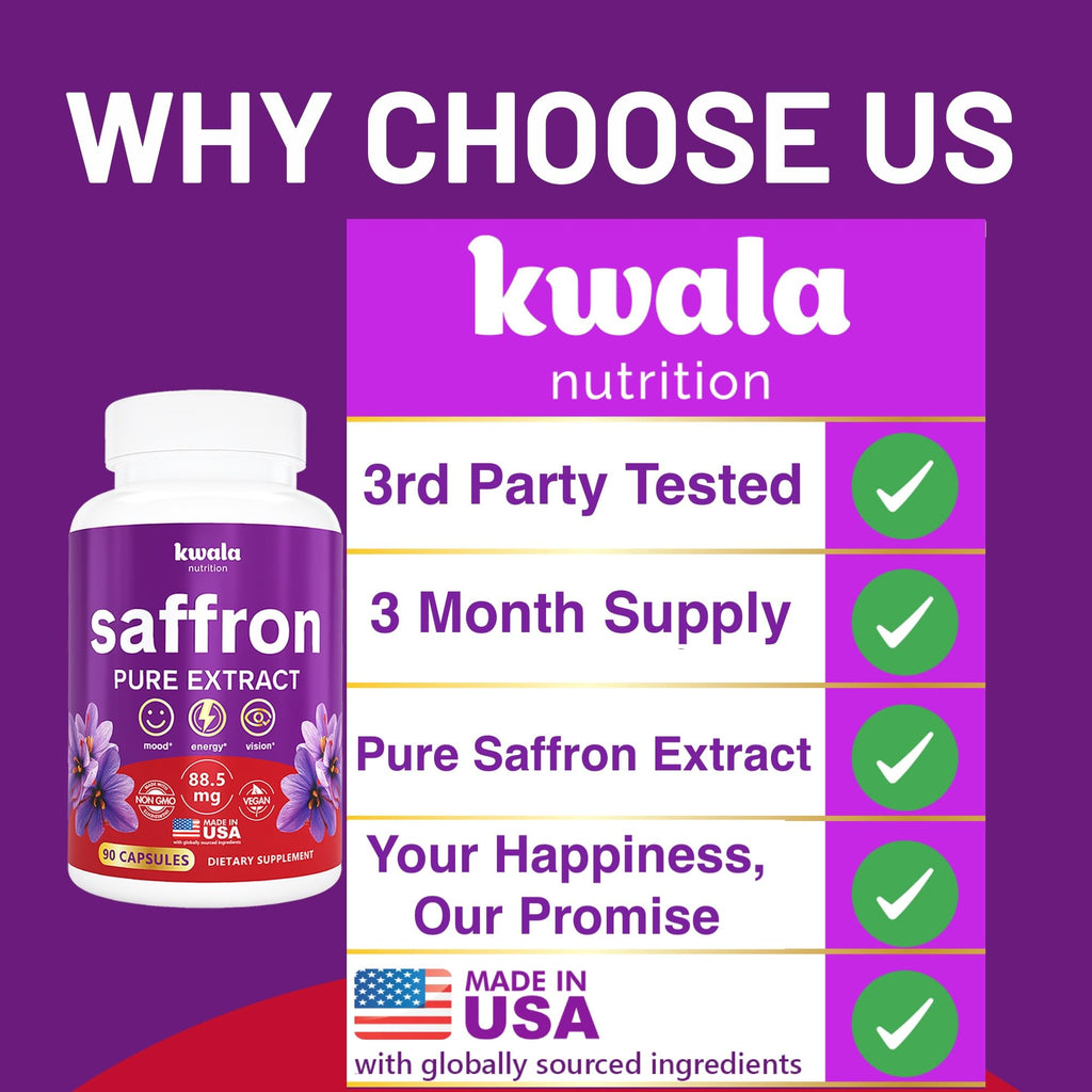 Kwala Nutrition Saffron Mood & Focus Supplement | Calm Focus

