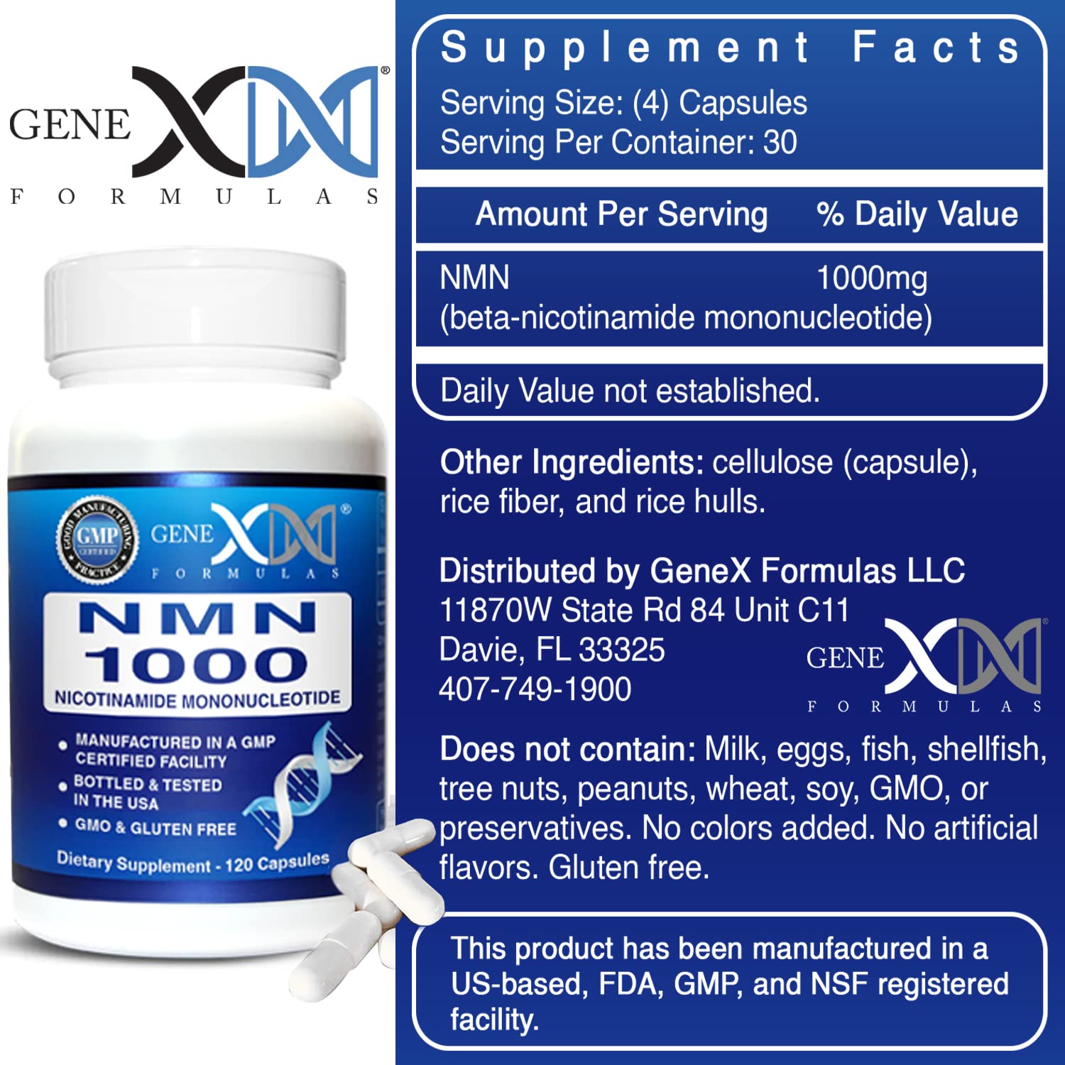 Genex NMN 1000mg Capsules for NAD+ Support

