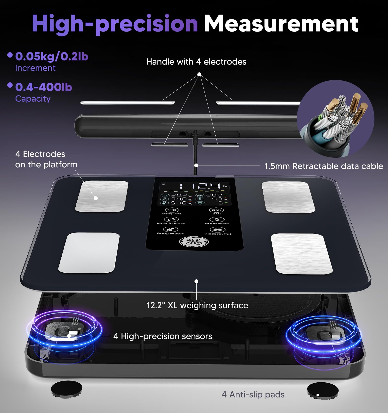 GE 8-Electrode Smart Scale with Bluetooth | Body Composition

