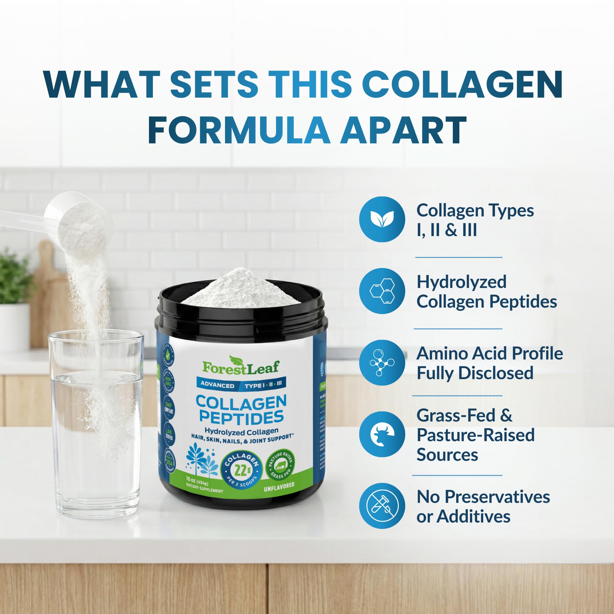 ForestLeaf Collagen Peptides Powder Unflavored Keto 1-3

