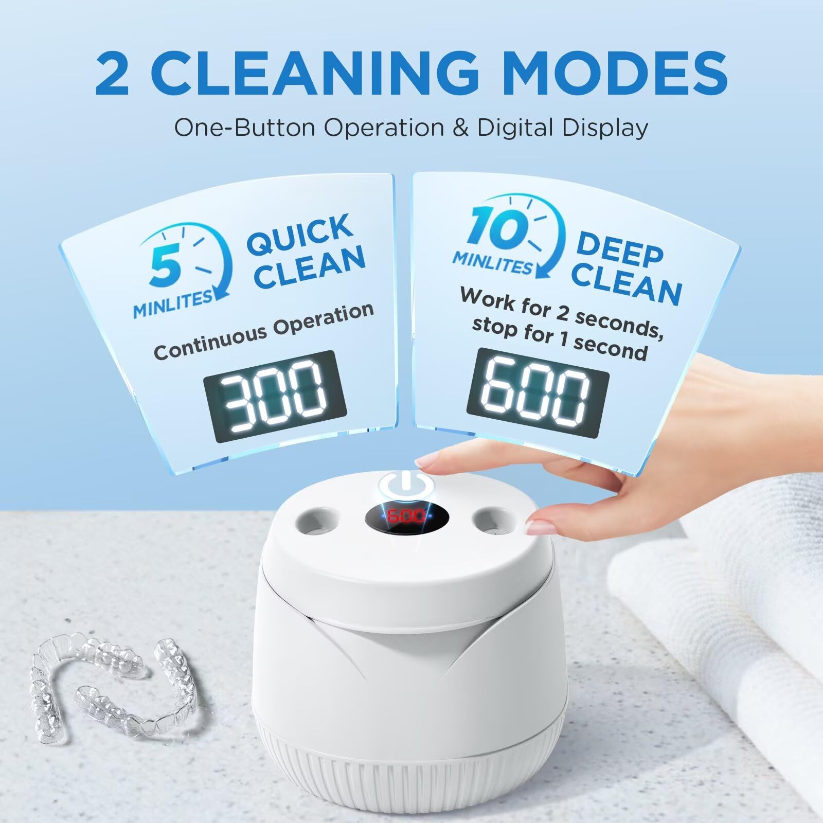 Dental Ultrasonic Retainer Cleaner Machine 45kHz 200 mL Tank

