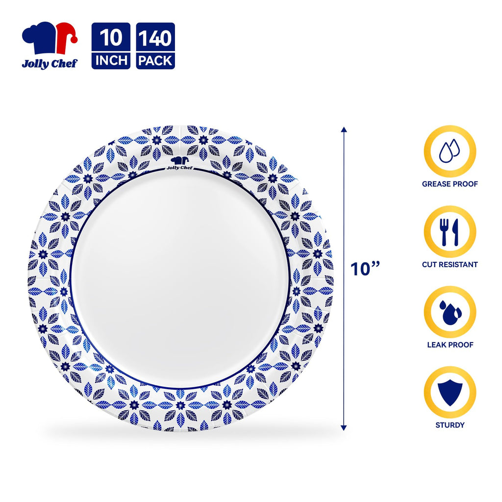 Disposable Paper Plates by JOLLY CHEF - Heavy-Duty

