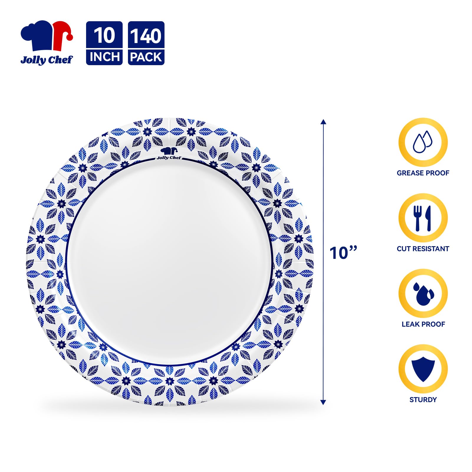 Disposable Paper Plates by JOLLY CHEF - Heavy-Duty

