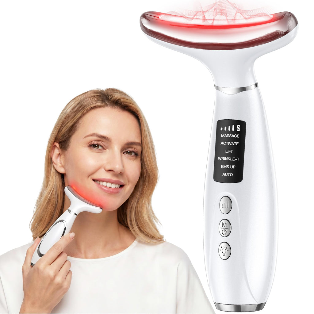 LED Light Therapy Face & Neck Massager - Heat & Vibration

