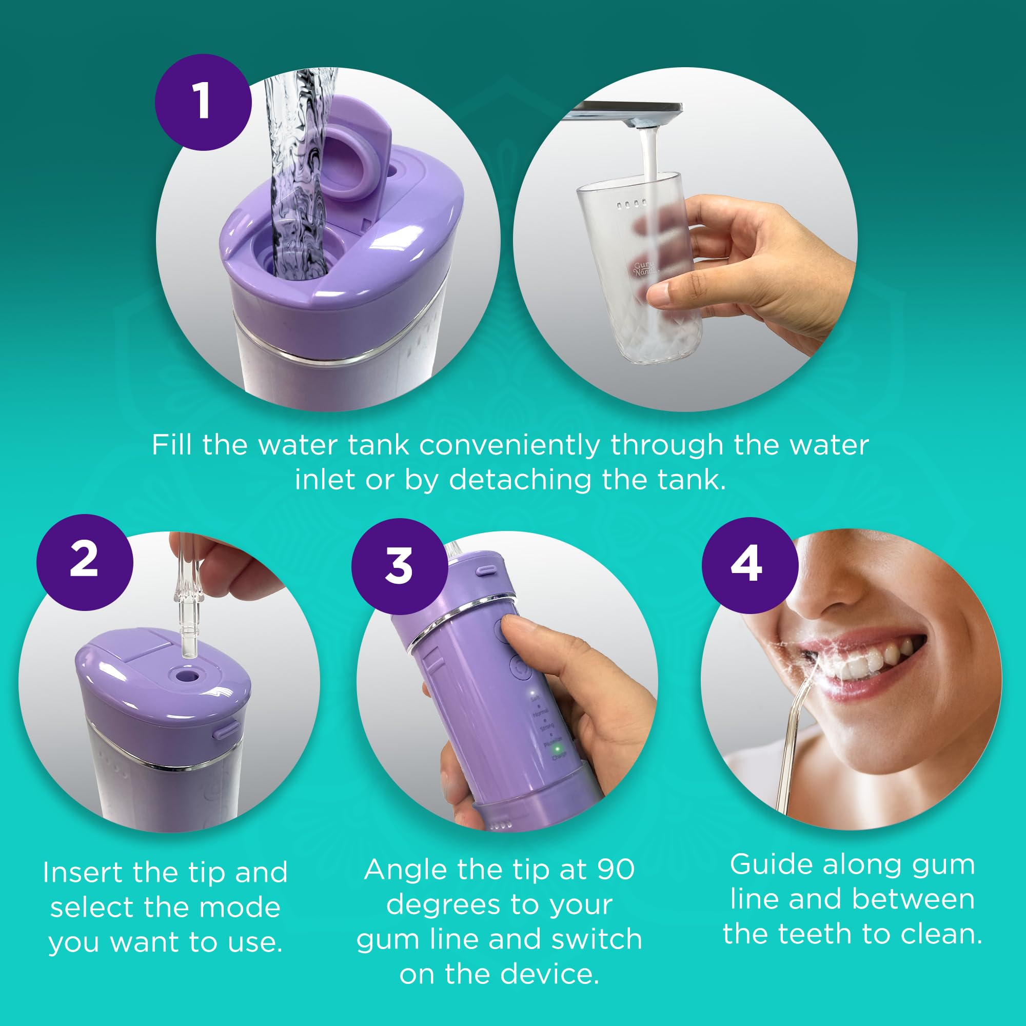 Water Flosser by GuruNanda – Mini Travel Cordless

