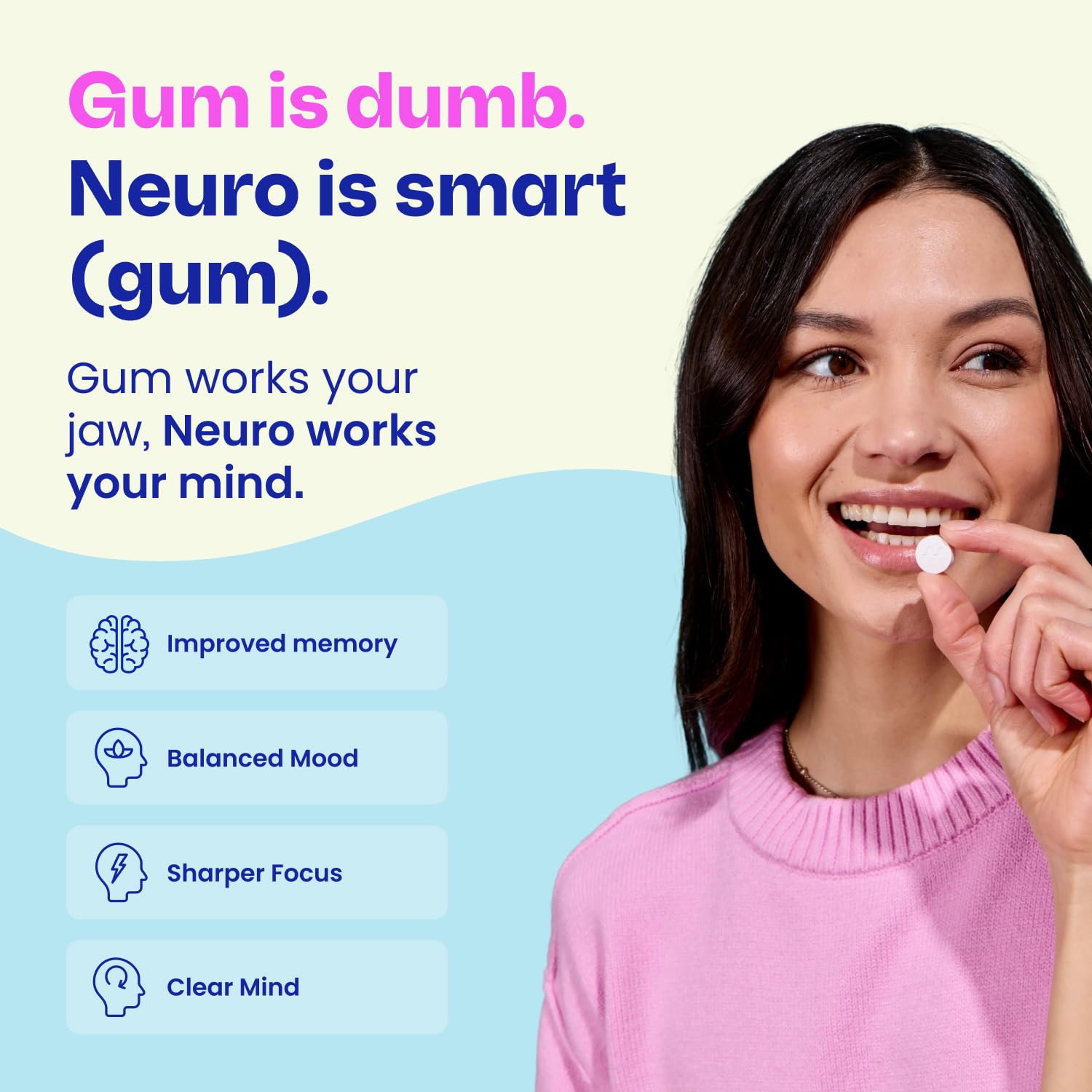 Neuro Memory & Focus Gum | Caffeine-Free Nootropic

