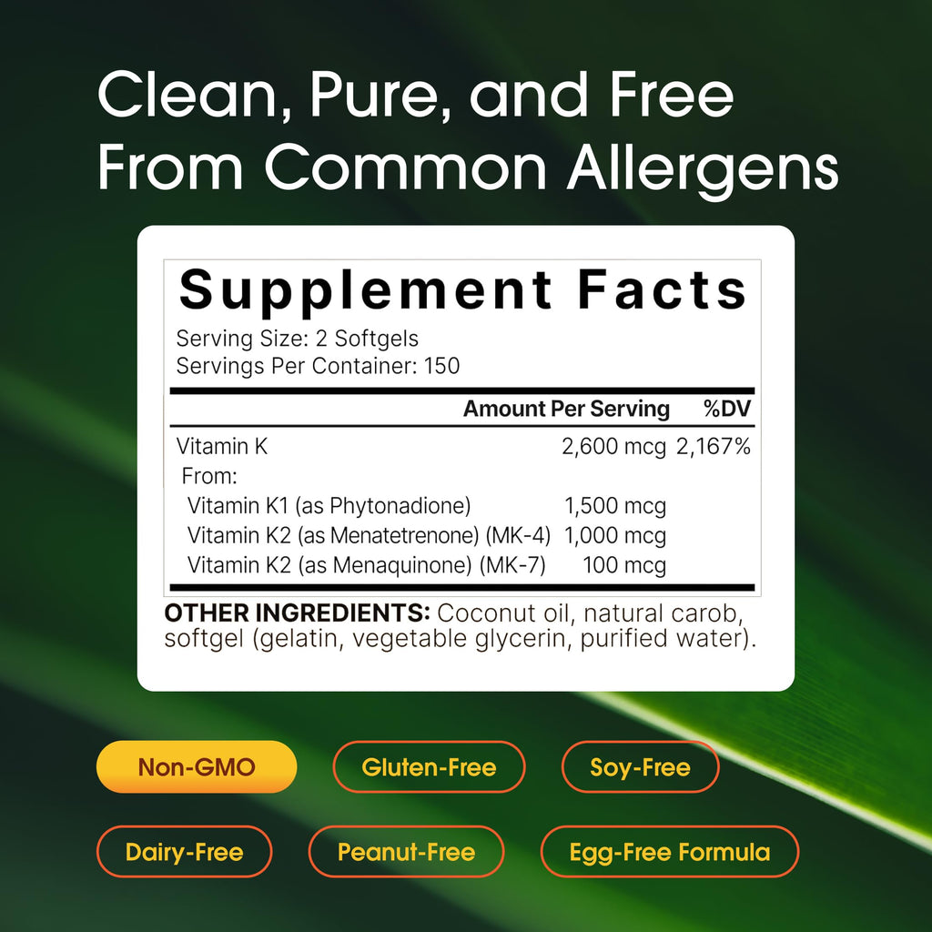 NatureBell Vitamin K Complex - Bone & Heart Health Support

