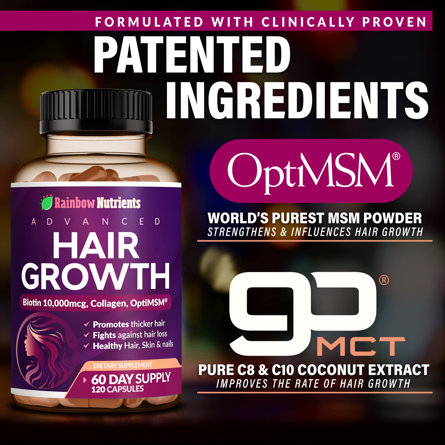 Hair Growth Vitamins for Women by Rainbow Nutrients

