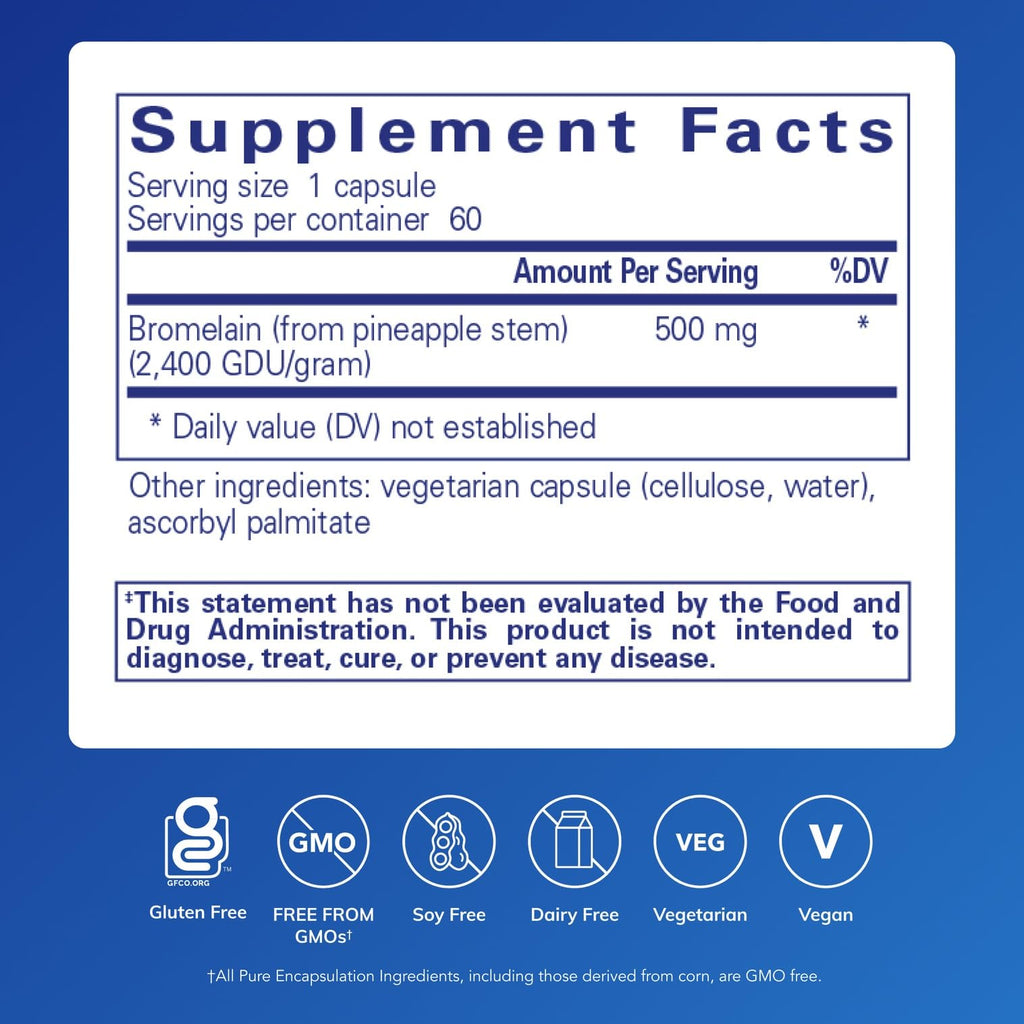 Bromelain 500 mg – Pure Encapsulations – Vegan Capsules

