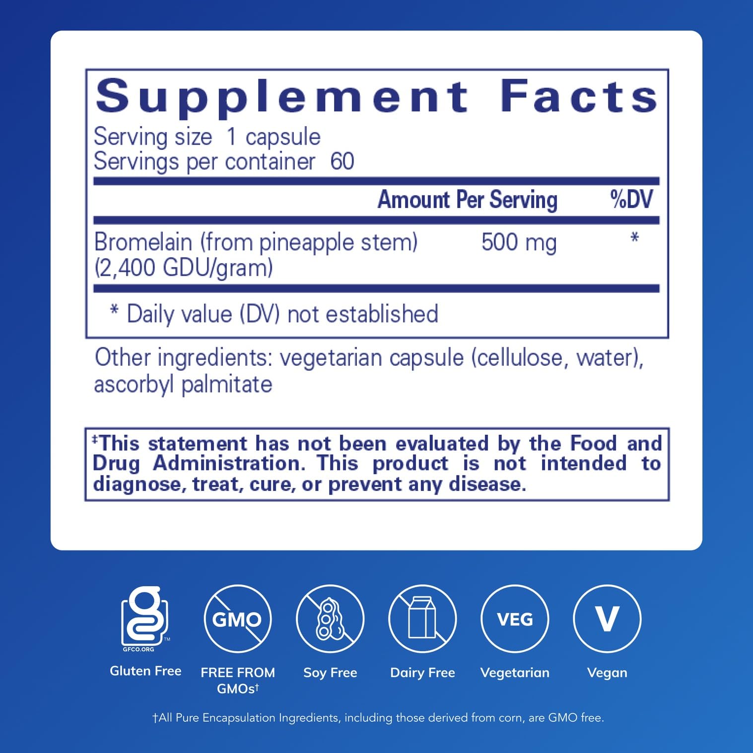 Bromelain 500 mg – Pure Encapsulations – Vegan Capsules

