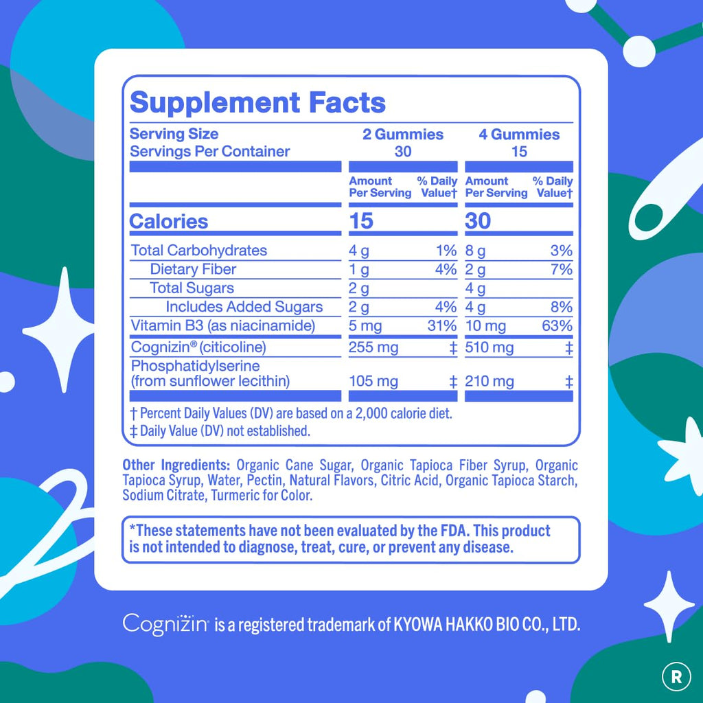 Brain Support Gummies with Cognizin Citicoline, Vitamin B3

