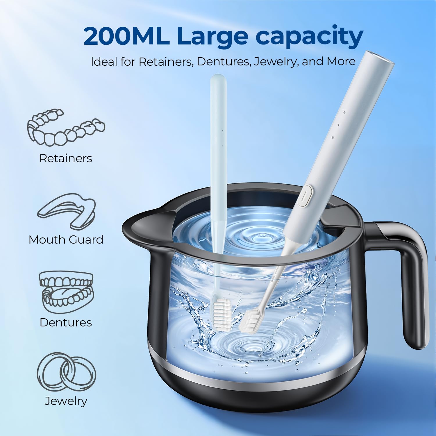 Ultrasonic Retainer Cleaner Machine for Dentures & Aligners

