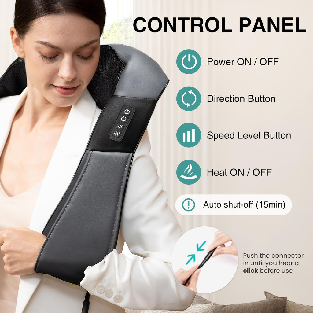 Nekteck Shiatsu Neck Massager with Heat for Relief

