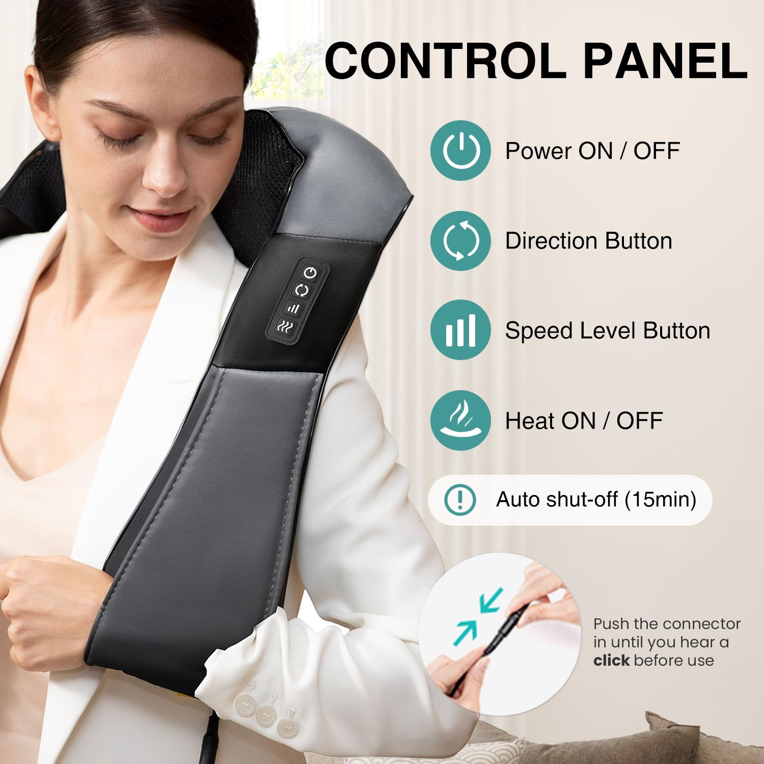 Nekteck Shiatsu Neck Massager with Heat for Relief

