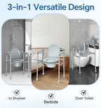 HOMLAND 3-in-1 Bedside Commode with Dual-Crossbar

