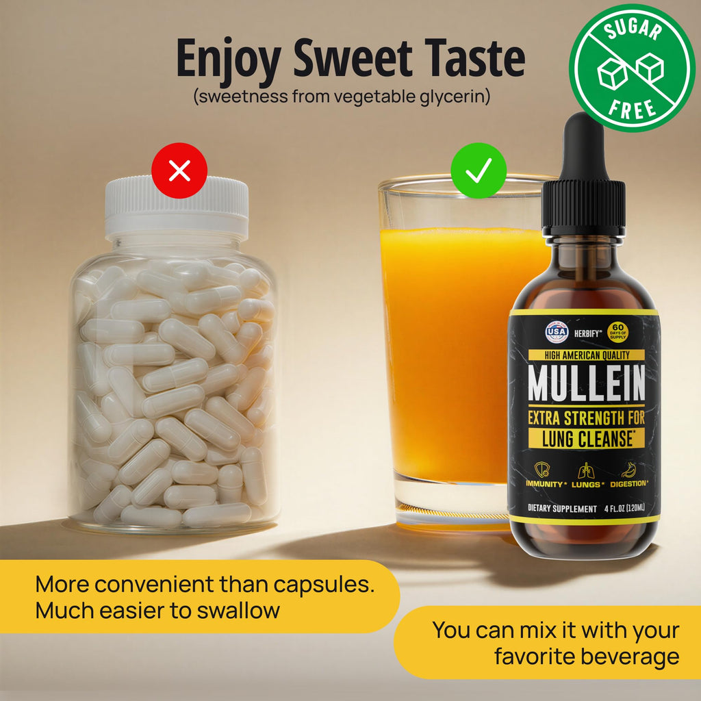 Herbify Mullein Drops Lung Cleanse | Respiratory Support

