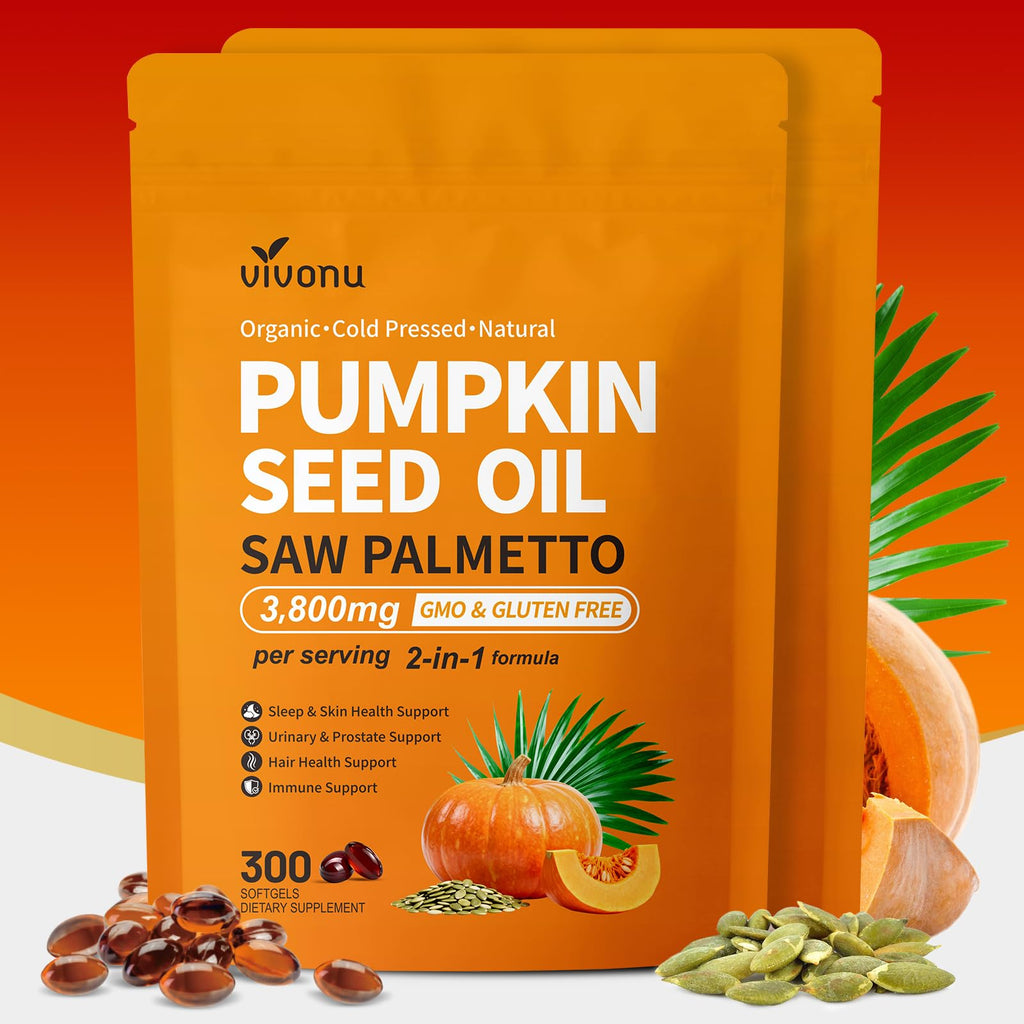 VivoNu Pumpkin Seed Oil with Saw Palmetto Capsules for Prostate Support