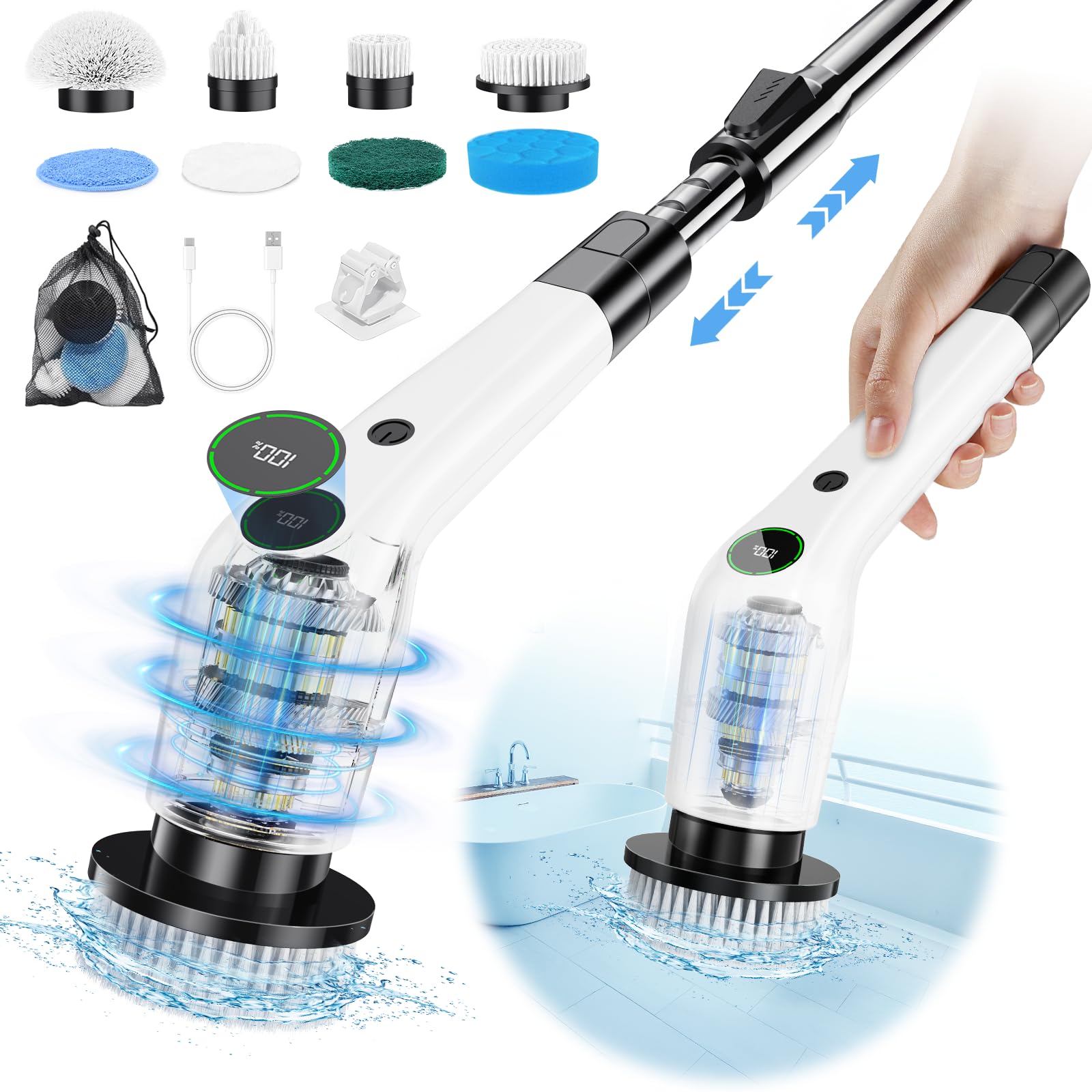 PUFTEM Electric Spin Scrubber Cordless Shower Cleaner

