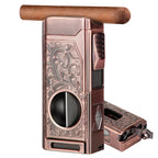 Quad Jet Flame Torch Lighter with Cigar Cutter, Punch & Holder