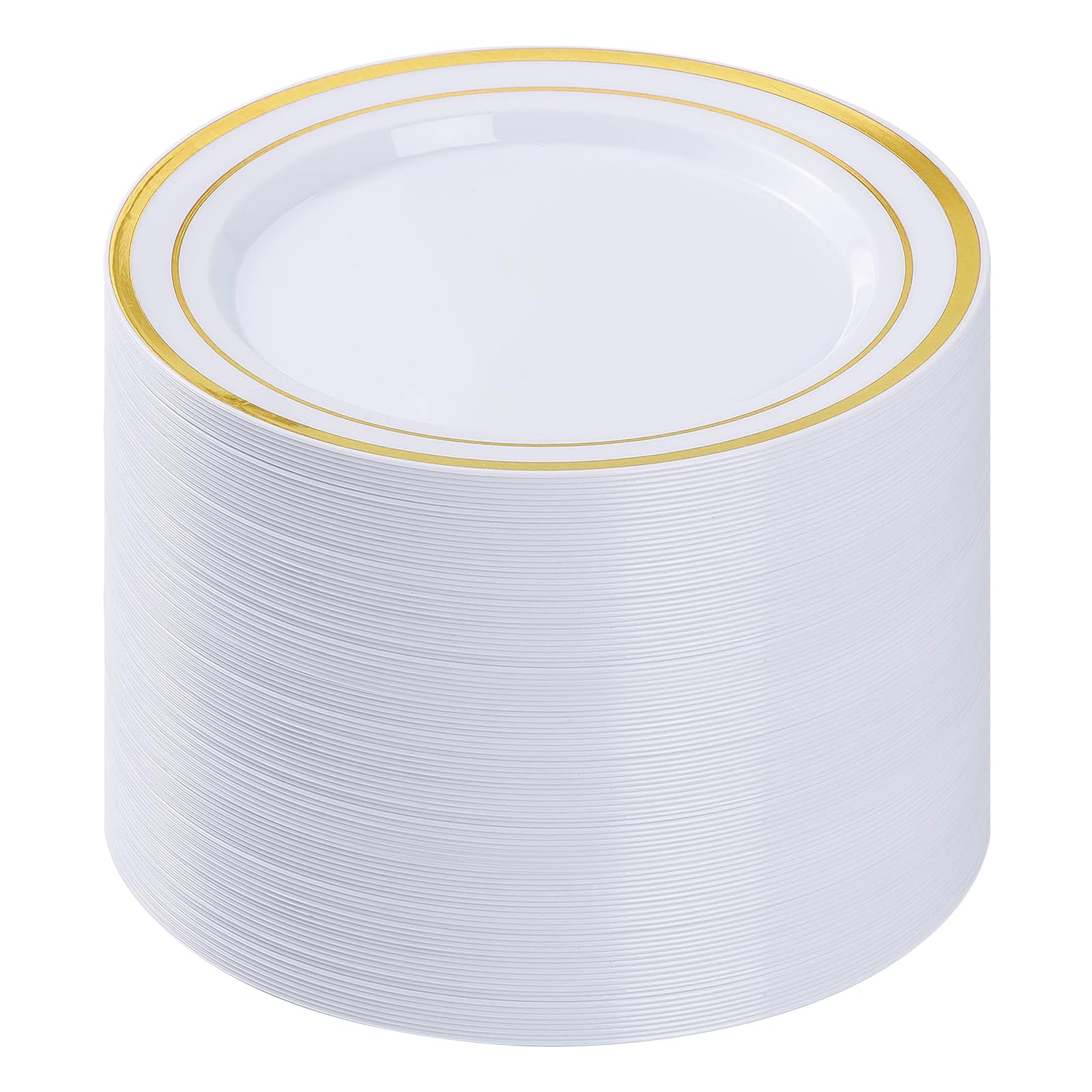 BESTVIP 10.25 Inch Disposable Plastic Plates with Rim
