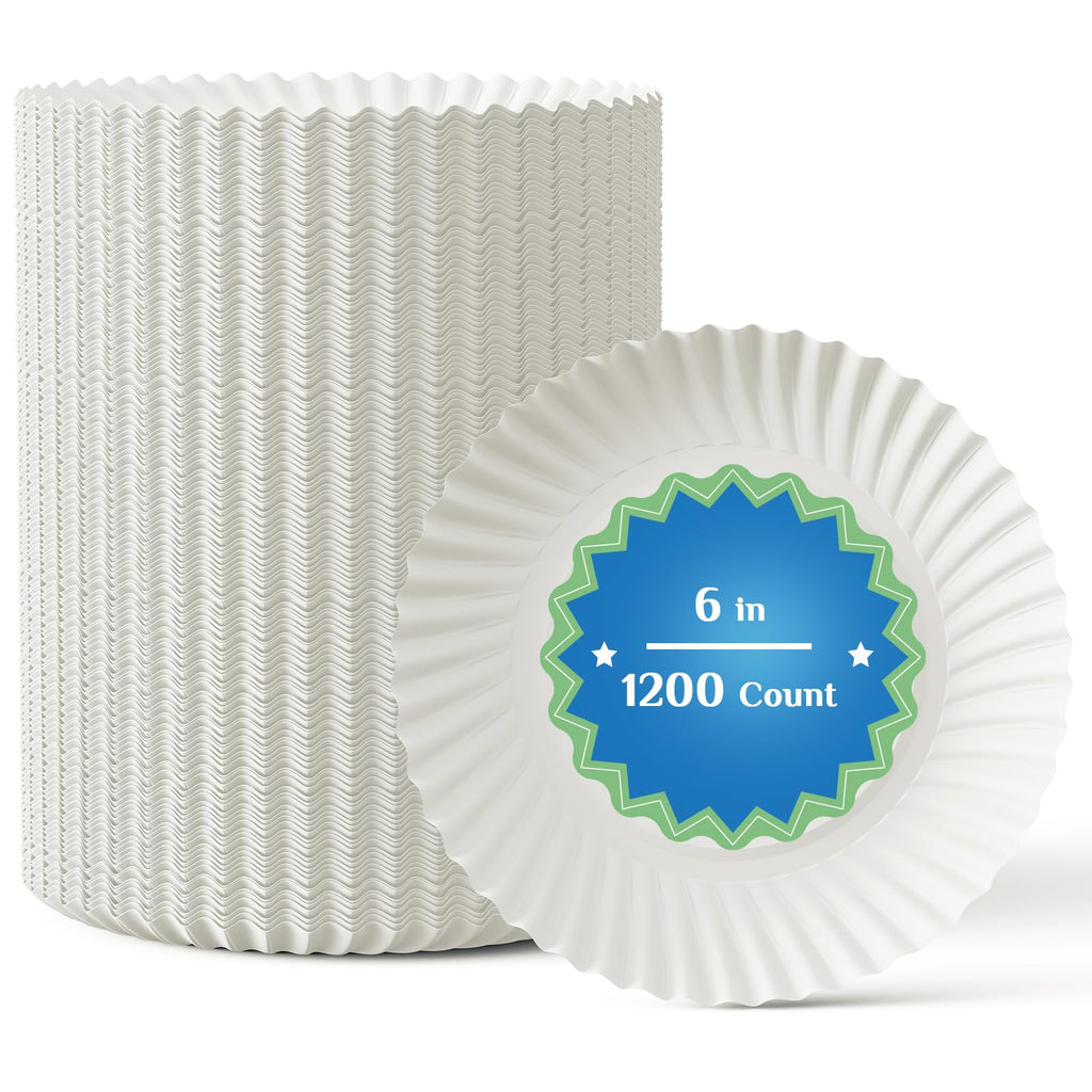 MUCHII White Disposable Dessert Plates - Uncoated Paper

