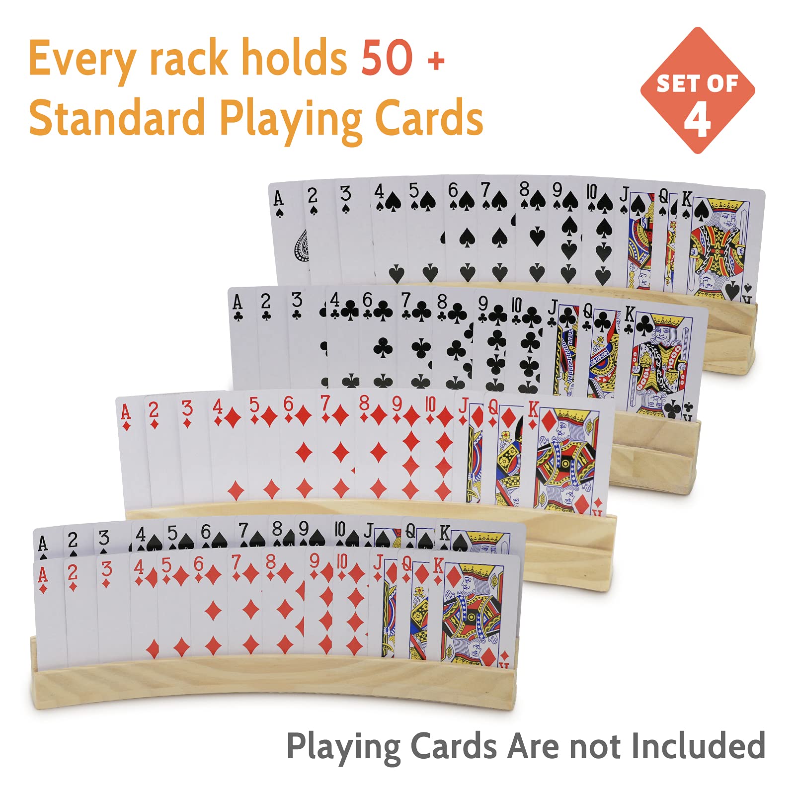 Plusvivo Solid Wood Curved Card Holders for Playing Cards

