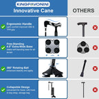 KingPavonini Folding Walking Cane Quad Base 350 lb Capacity

