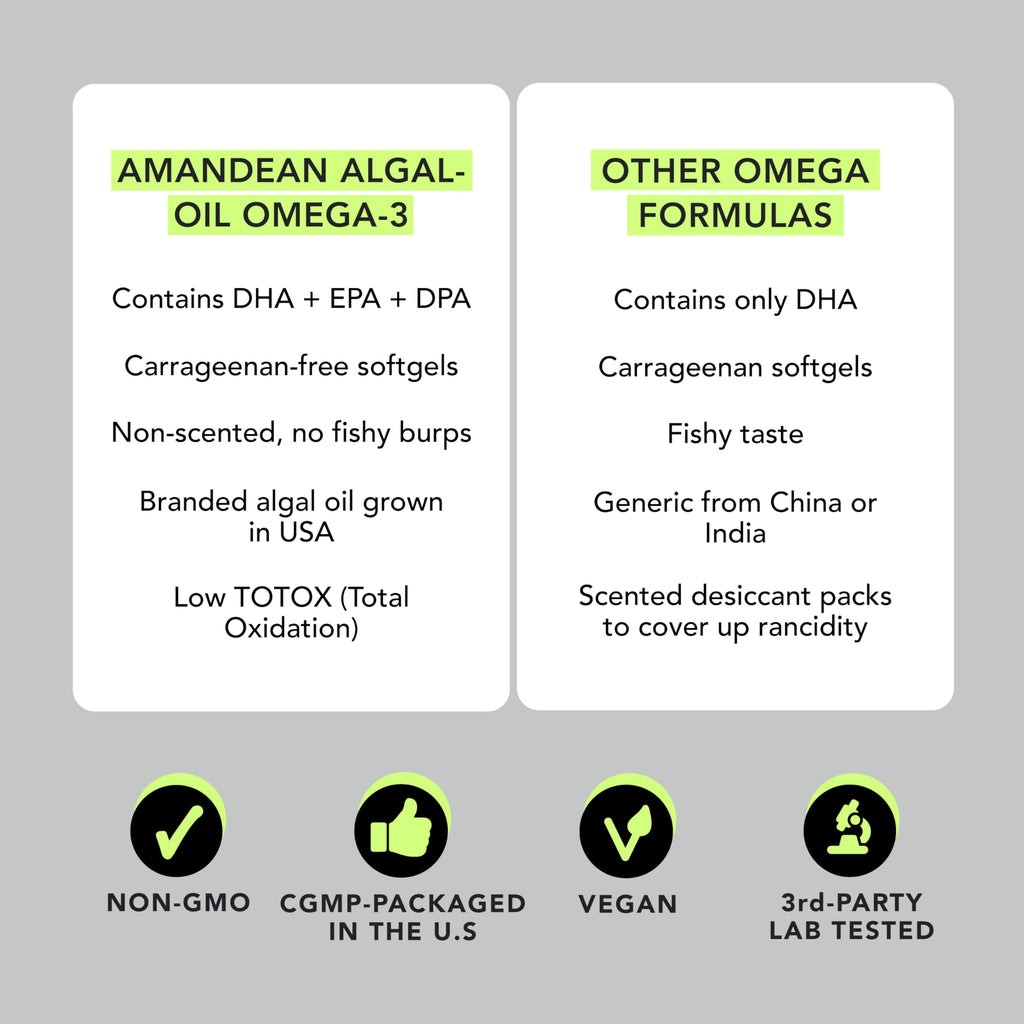 AMANDEAN Vegan Omega-3 Softgels with Algae DHA & EPA

