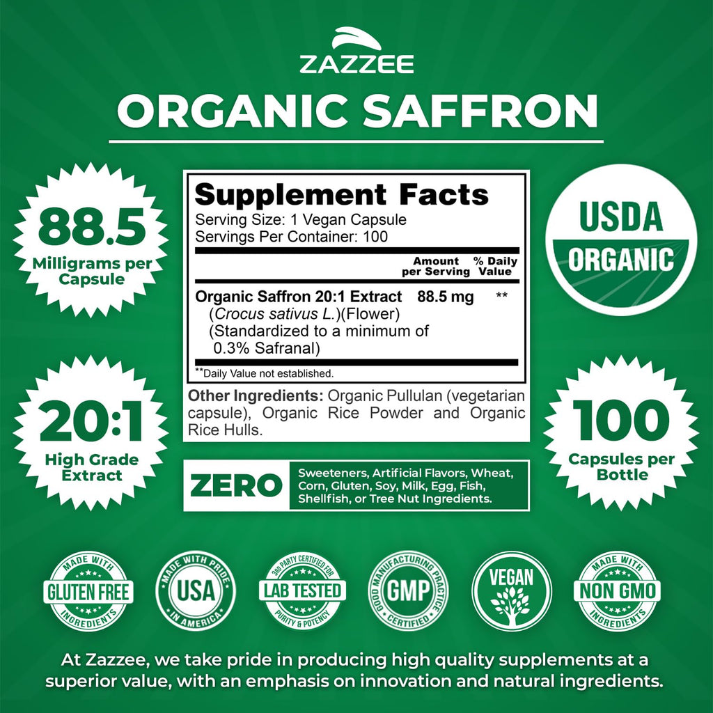 Saffron Extract Capsules by Zazzee

