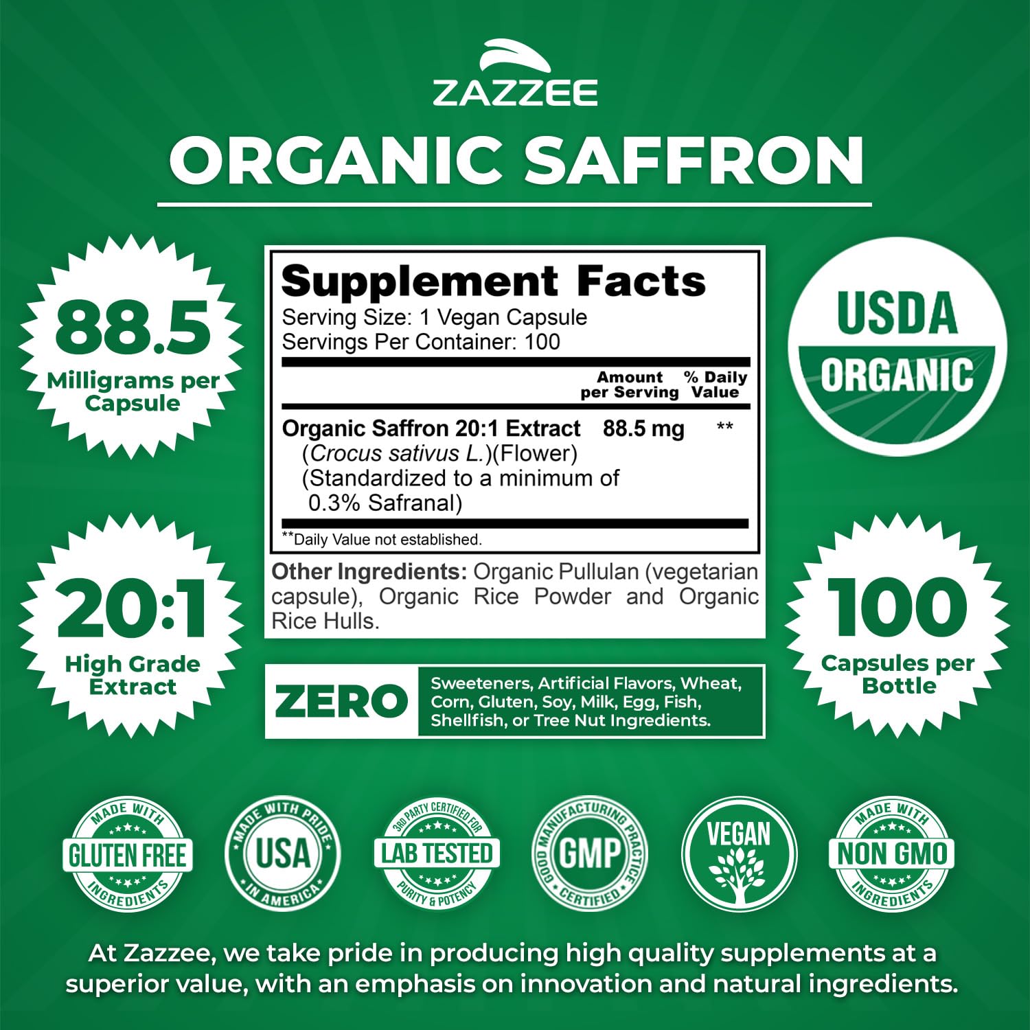 Saffron Extract Capsules by Zazzee


