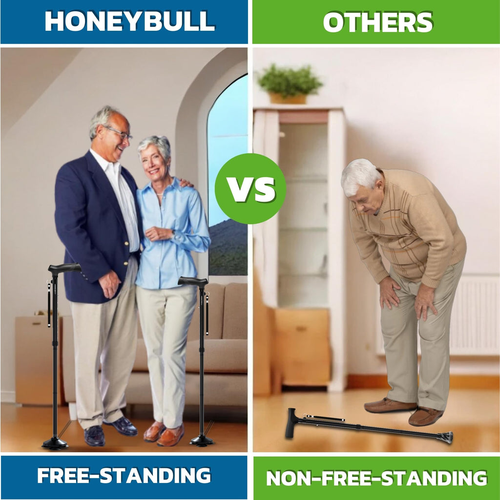 HONEYBULL Folding Walking Cane - Adjustable All Terrain

