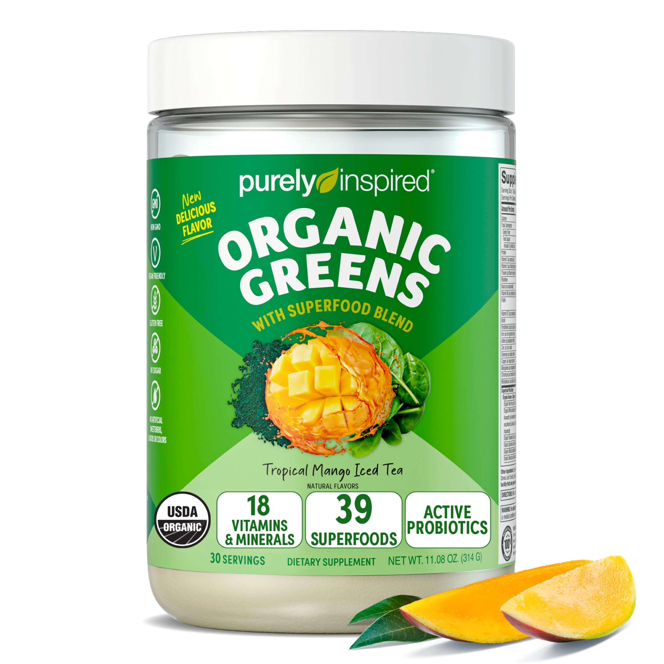 Purely Inspired Organic Greens Powder - Superfood Smoothie Mix