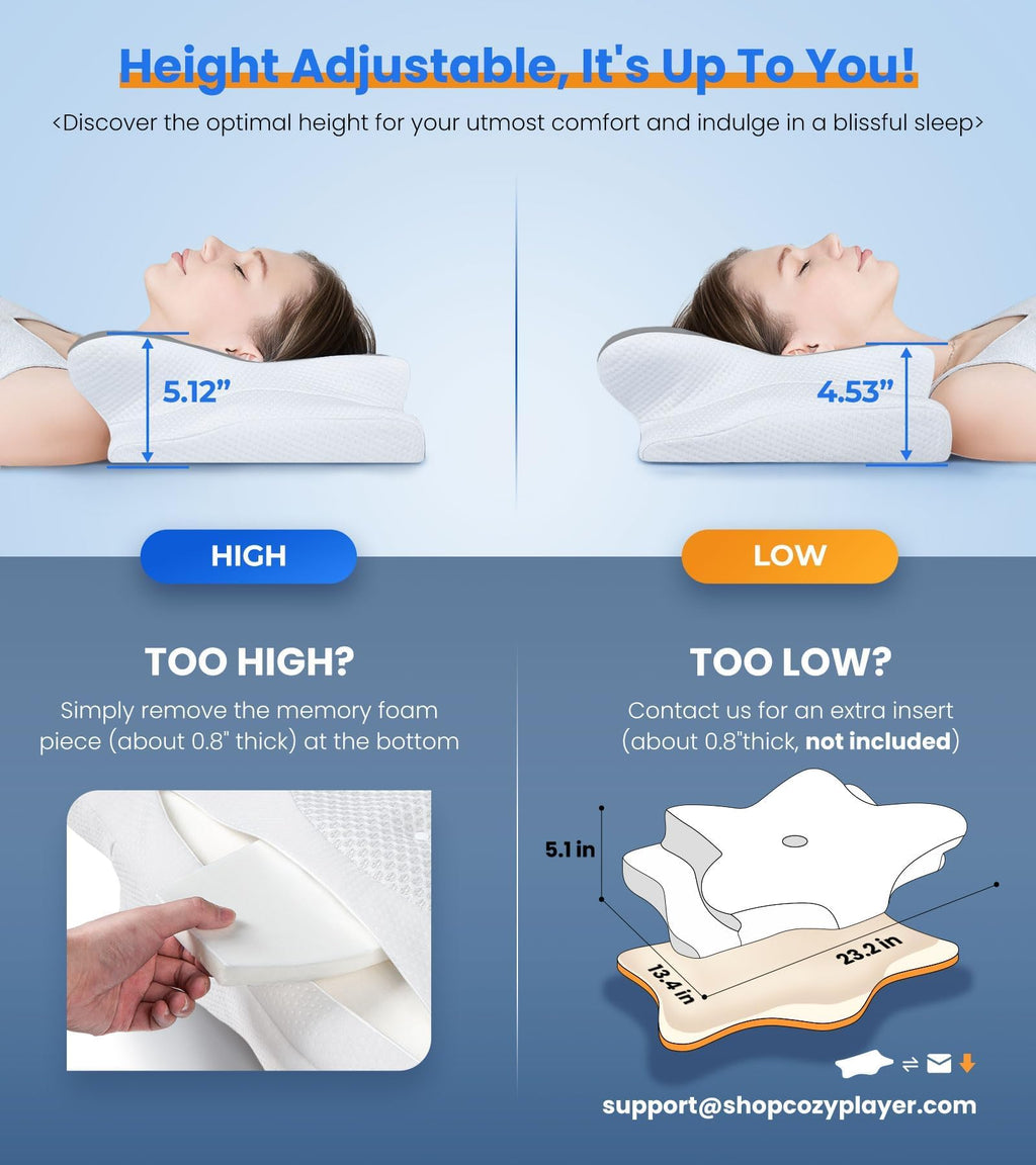 Cozyplayer Cooling Neck Support Pillow with Memory Foam

