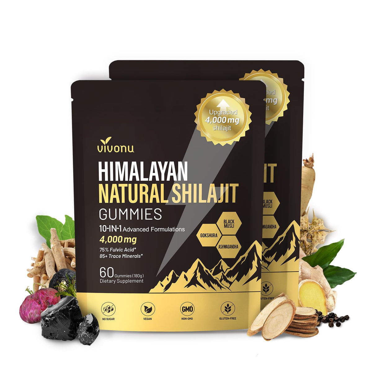 VivoNu Himalayan Shilajit Gummies with Ashwagandha & Gokshura