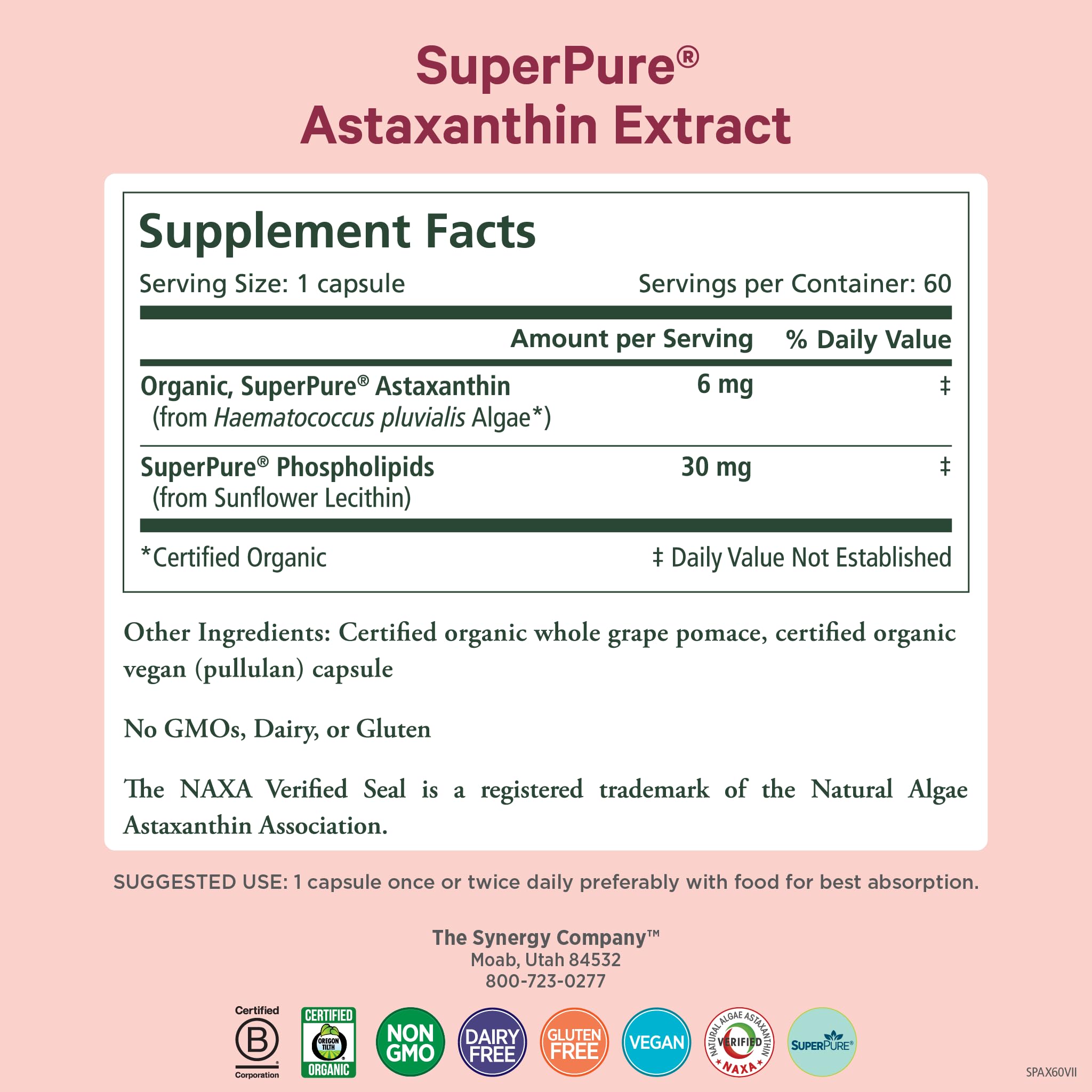 Pure Synergy Astaxanthin Extract | Organic Algae Antioxidant

