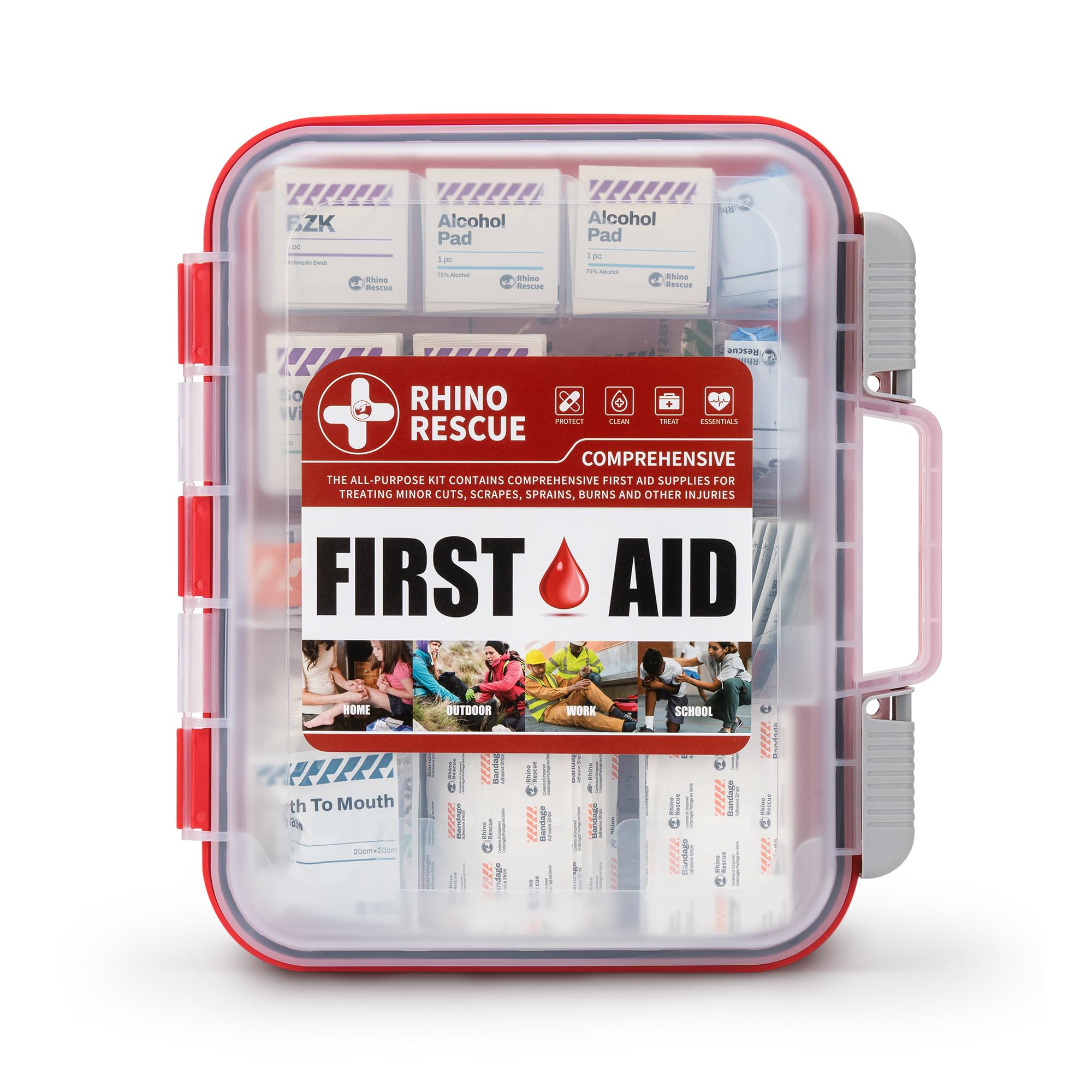 First Aid Kit by RHINO RESCUE – All-Purpose for Home & Office

