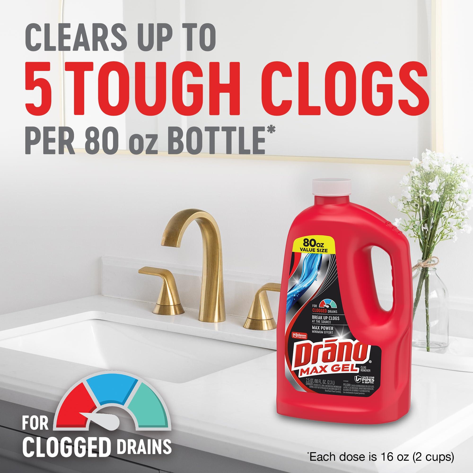 Drano Max Gel Drain Clog Remover & Cleaner | Fast-Acting


