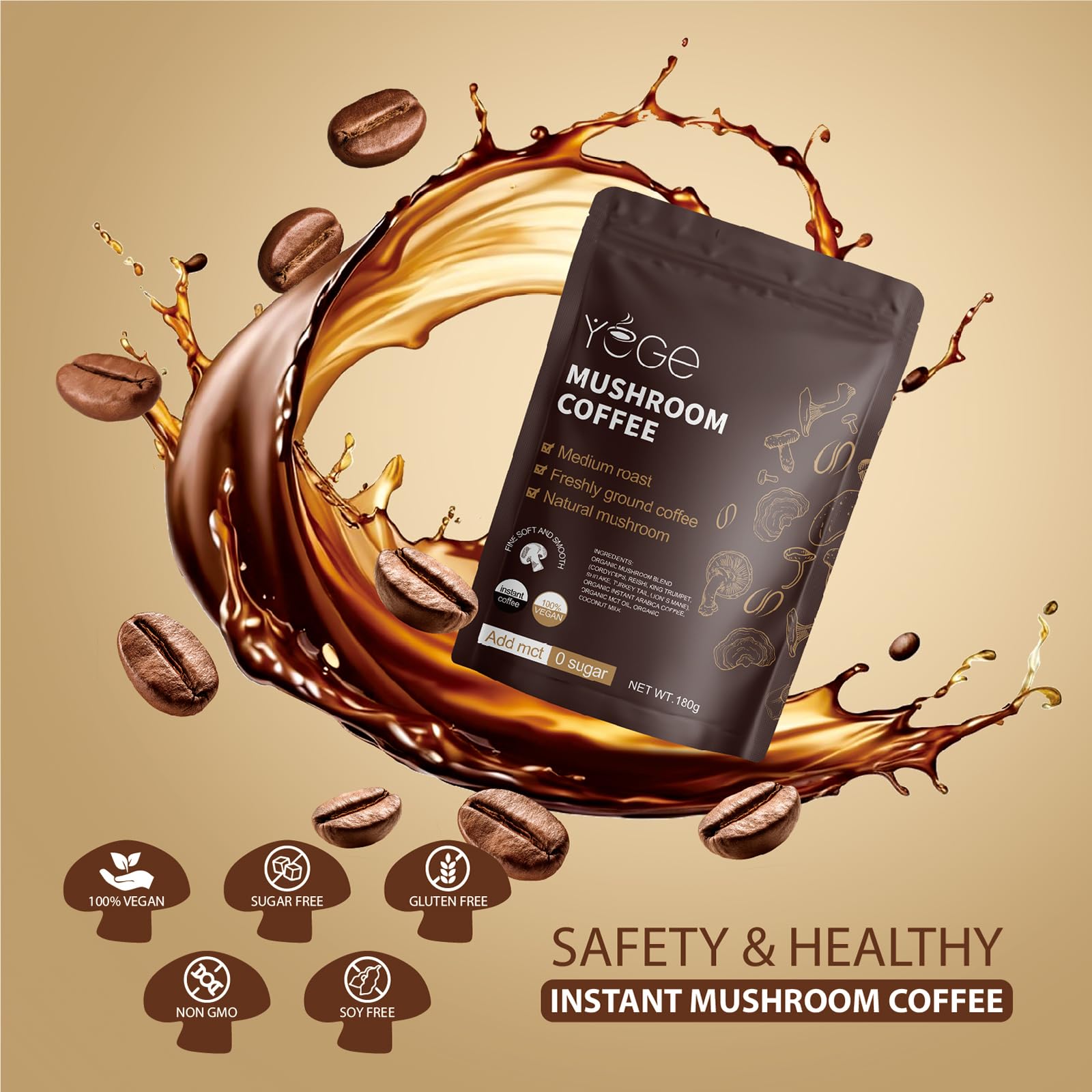 YEGE Mushroom Coffee Instant | Energy & Focus

