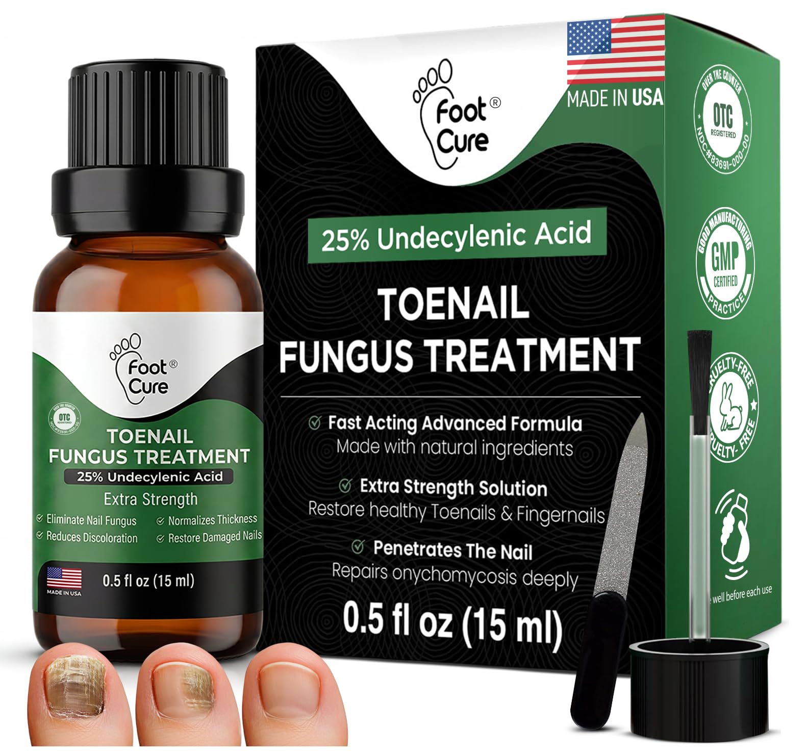 FOOT CURE Toenail Renewal Solution for Nails - Extra Strength Nail Repair Made in USA
