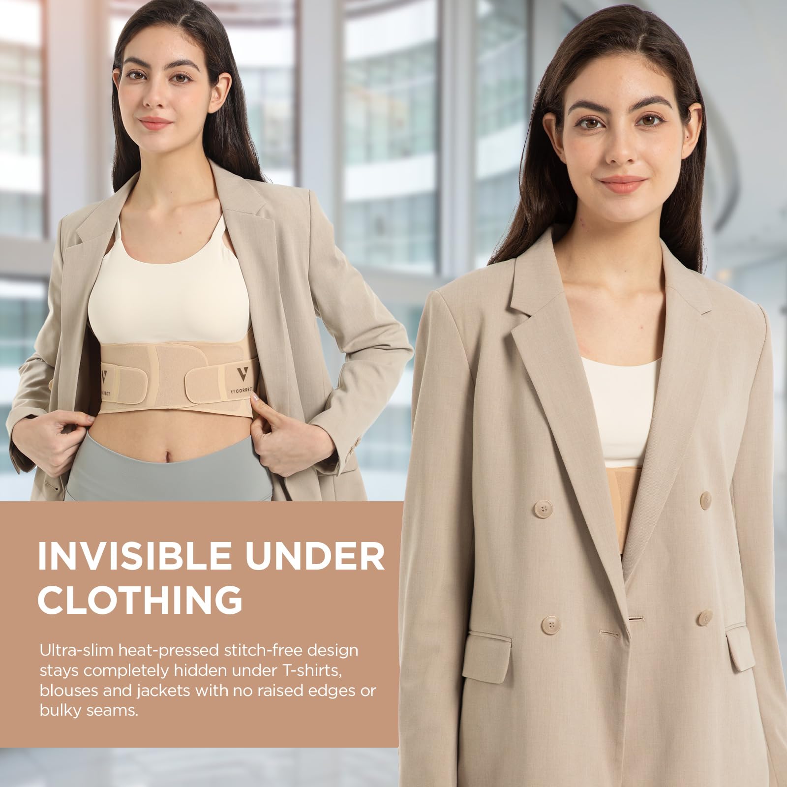 Vicorrect Posture Corrector for Women - Hidden Under Clothes

