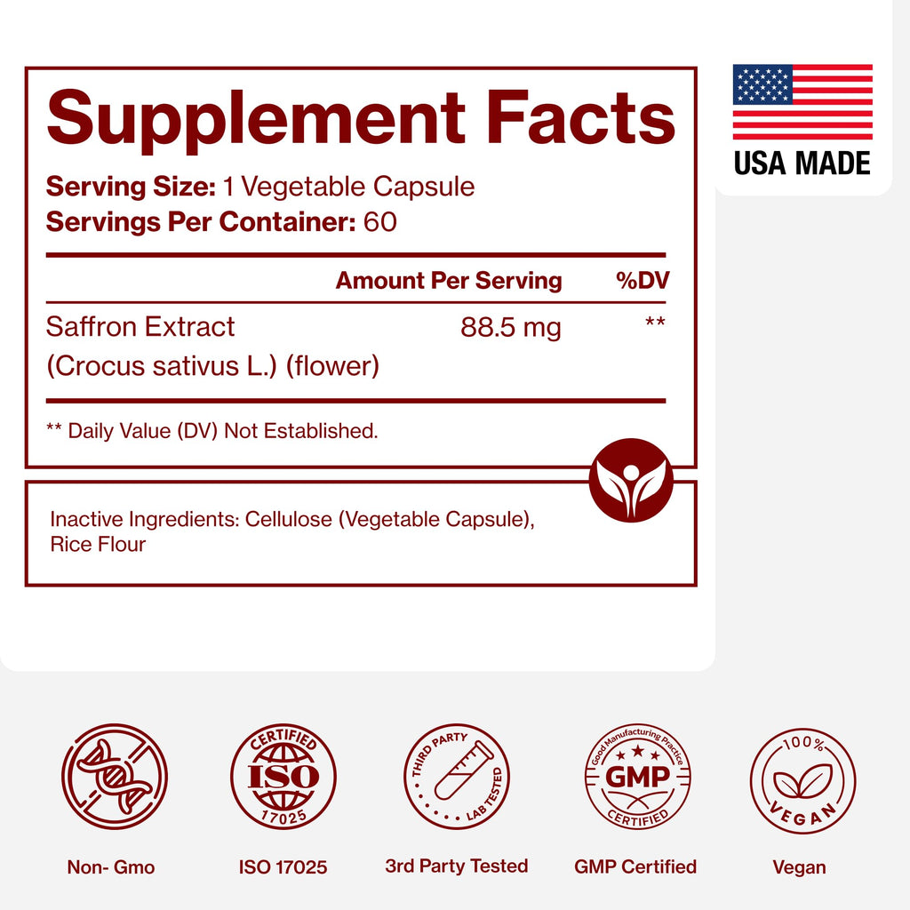Saffron Extract Capsules | Pure Saffron Supplement

