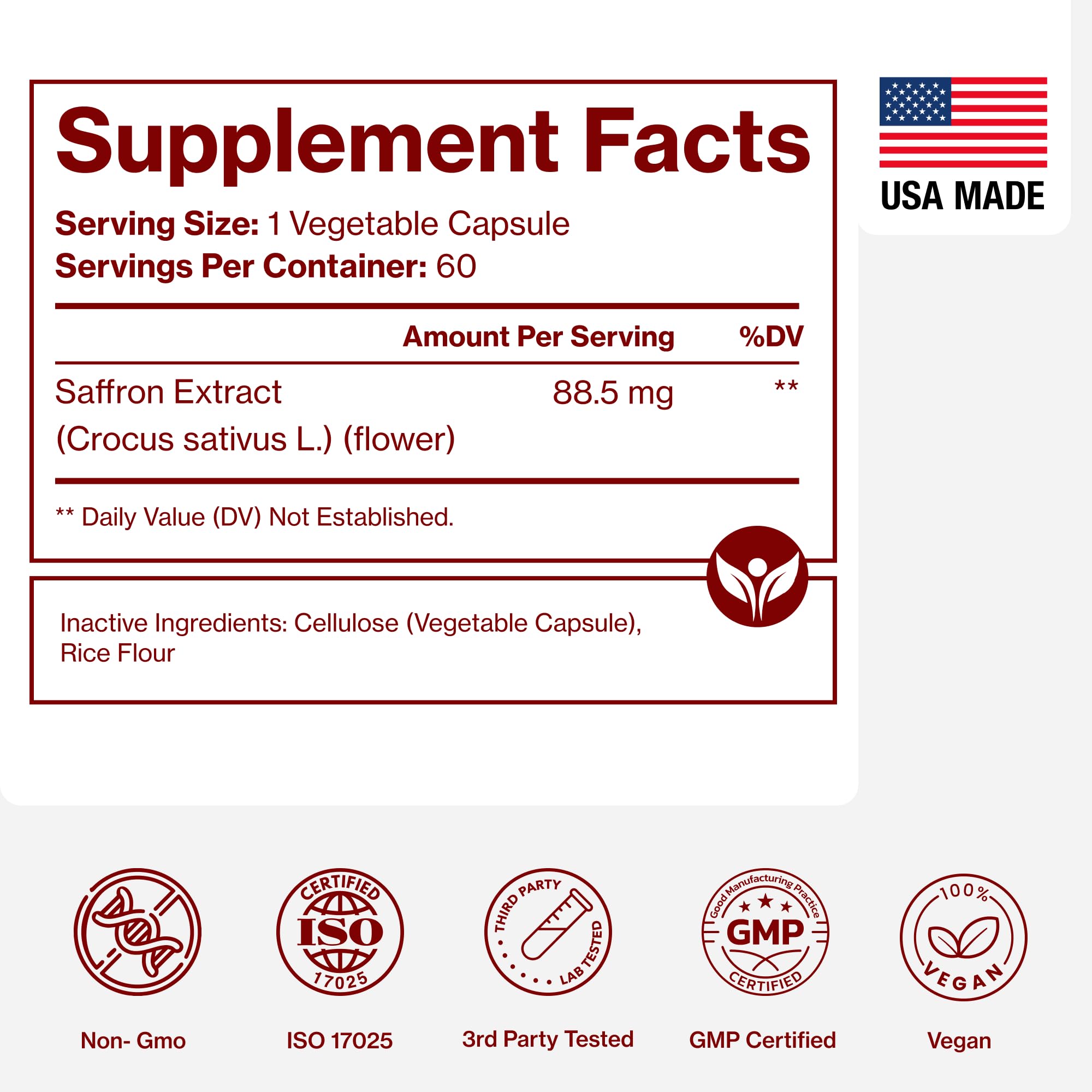 Saffron Extract Capsules | Pure Saffron Supplement

