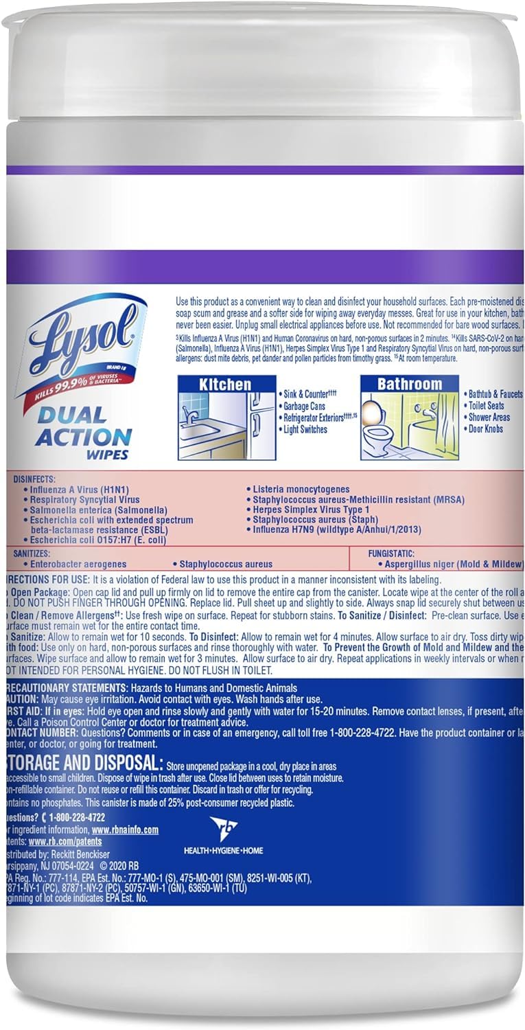 Lysol Disinfecting Wipes Dual Action – Multi-Surface

