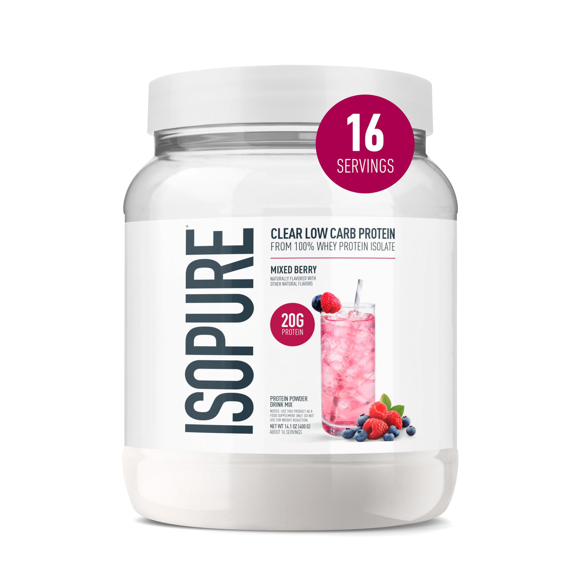 Isopure Clear Whey Isolate Protein Powder - Lactose Free, Gluten Free