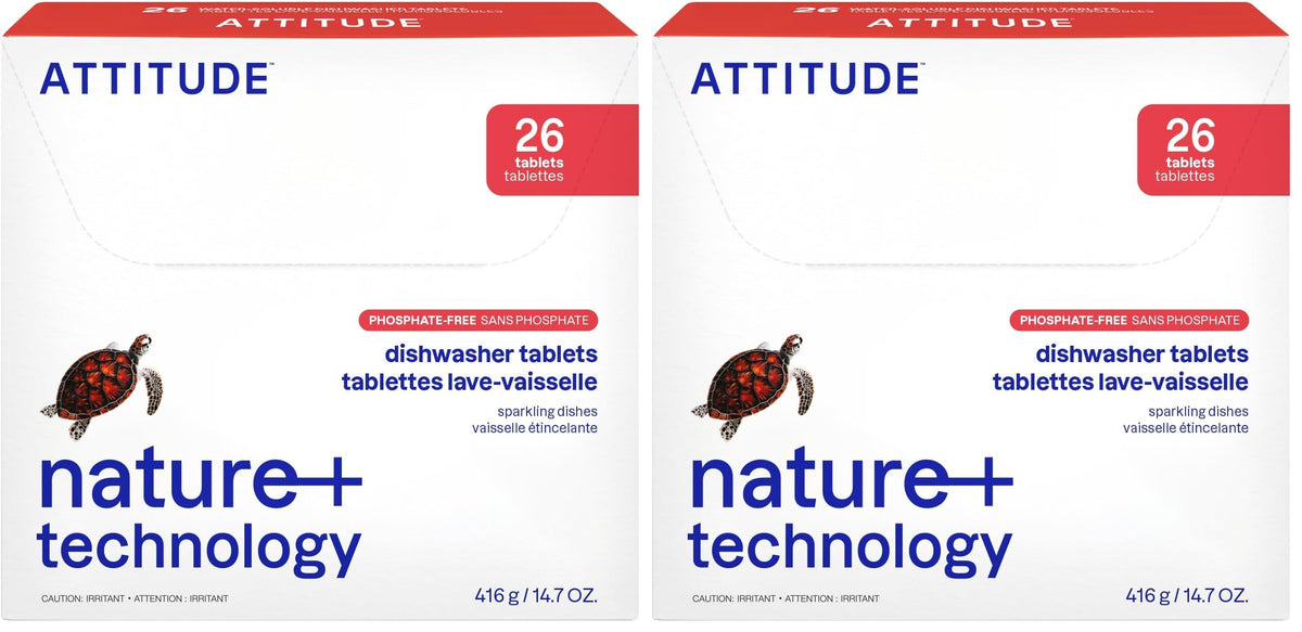 ATTITUDE Dishwasher Pods Plant-Based Vegan Phosphate-Free Unscented