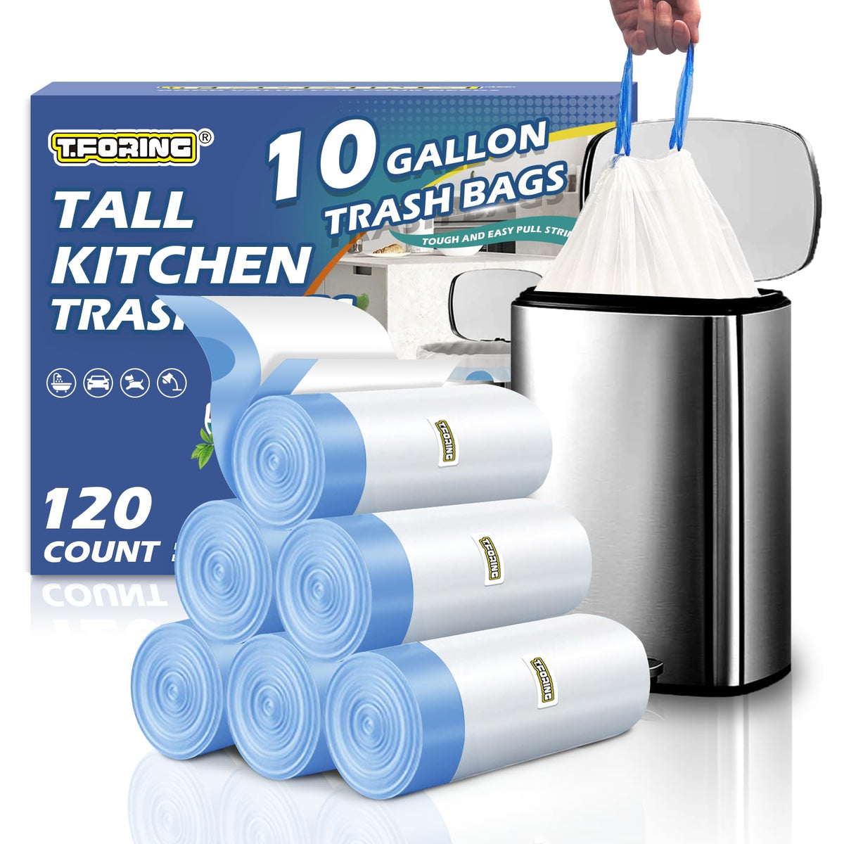 Heavy-Duty Drawstring Trash Bags – Leakproof, Tear-Resistant